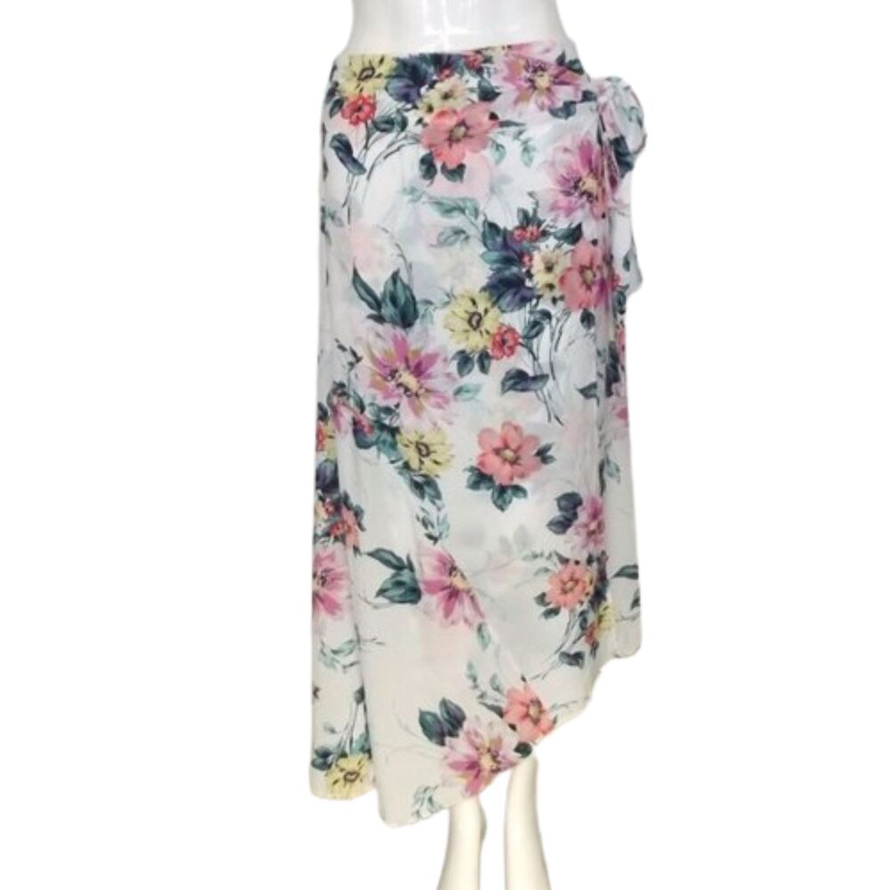 YUMI KIM Skirt, L, Faux Wrap, Wild Rose White, Asymmetrical, Side Zip, Lined